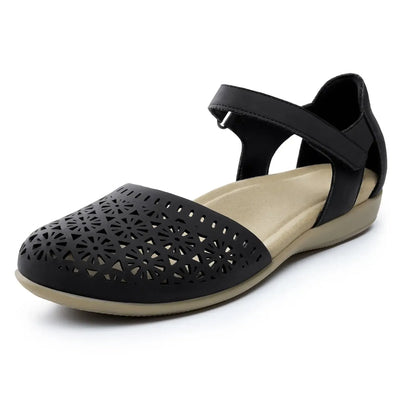 Celeste orthopedic closed-toe flat sandal – Black