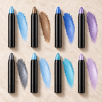 Lumi eyeshadow pencil collection with eight shimmer colour swatches