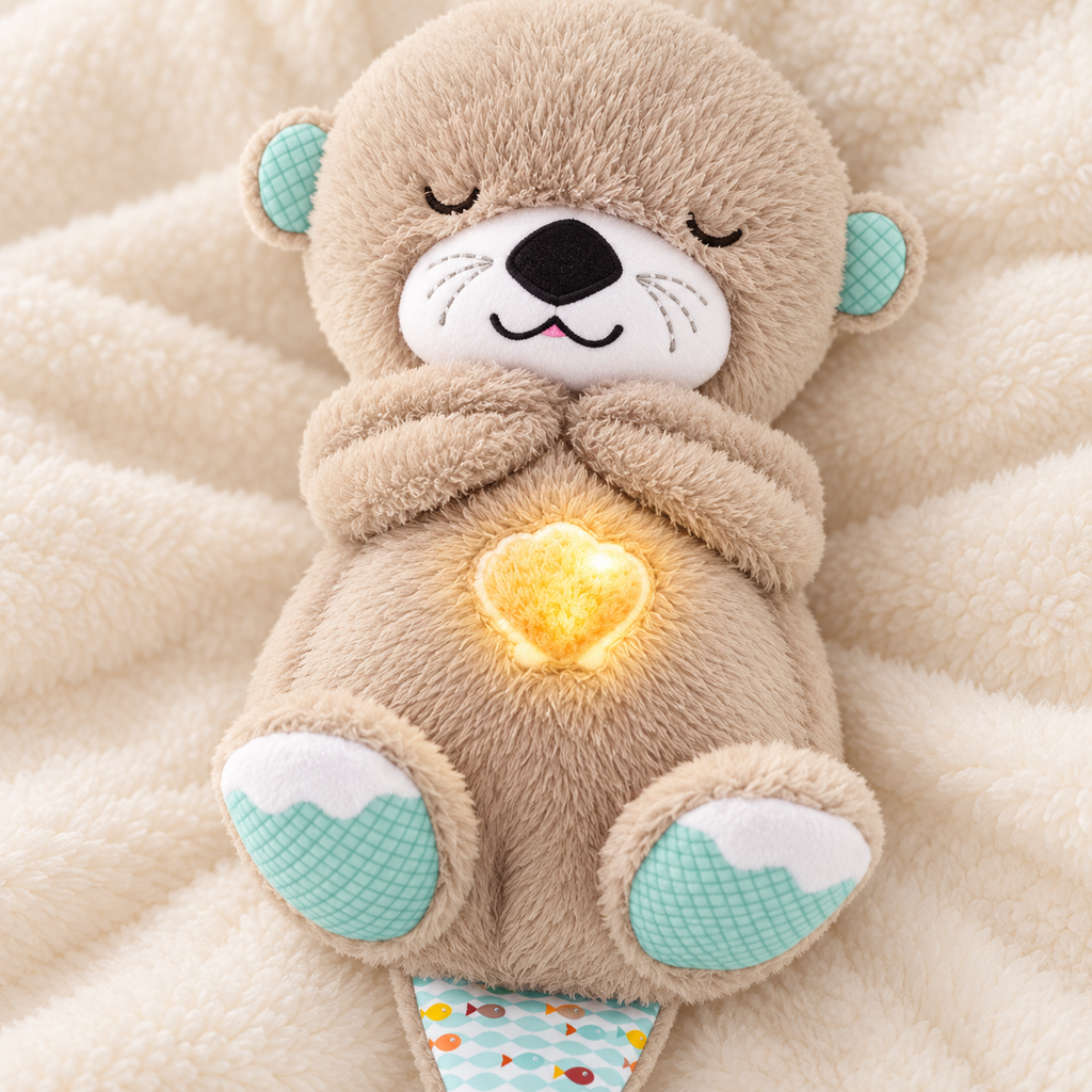 Close detail of Snoozie soft plush fur and glowing belly