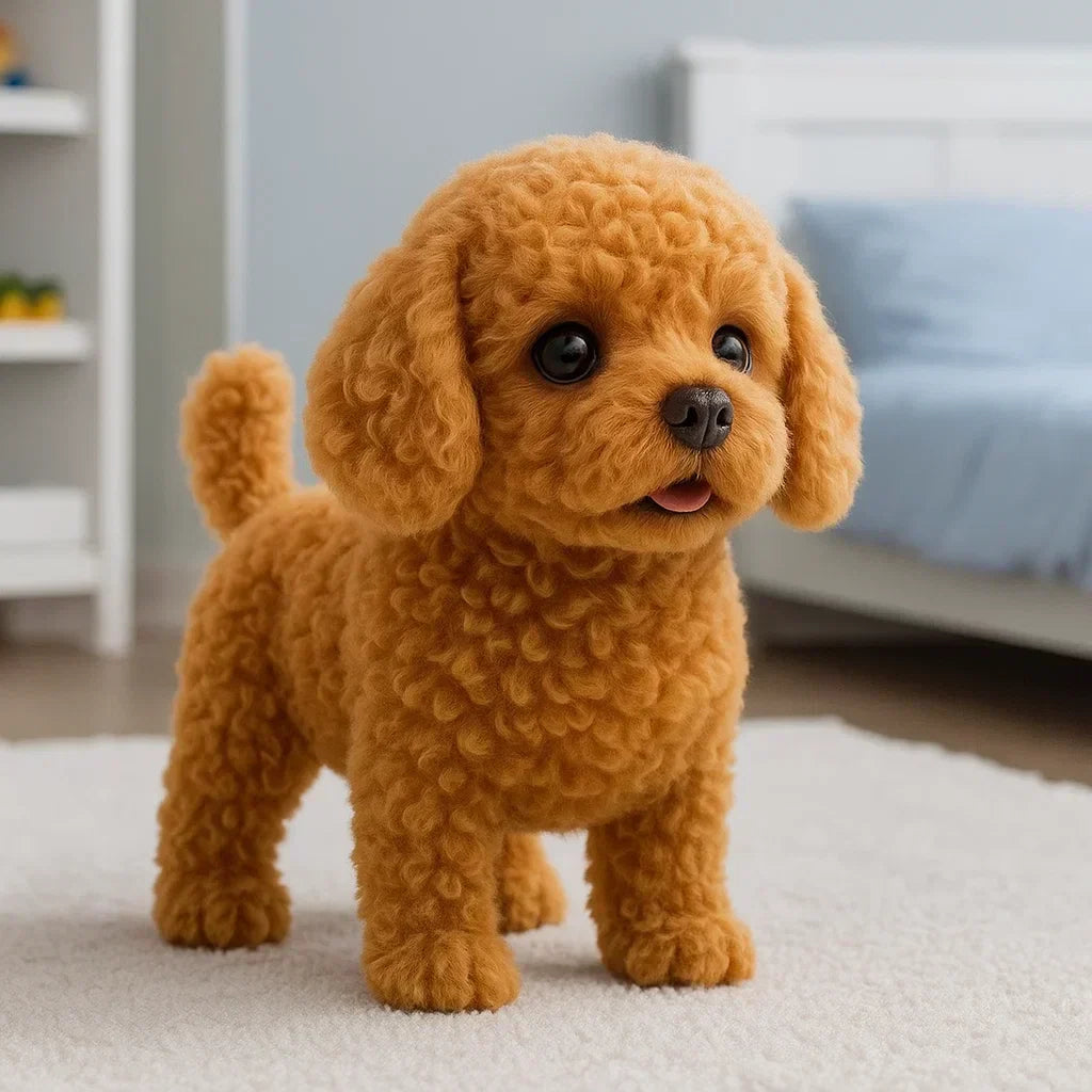 Brown PupPalo interactive walking plush dog
