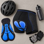 RideEase blue padded cycling underwear with cycling essentials