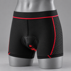 Red RideEase padded cycling underwear showing close athletic fit