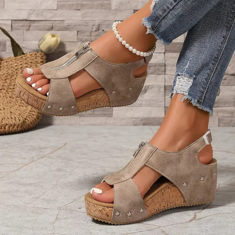 Retro Zip Wedge Sandals lifestyle