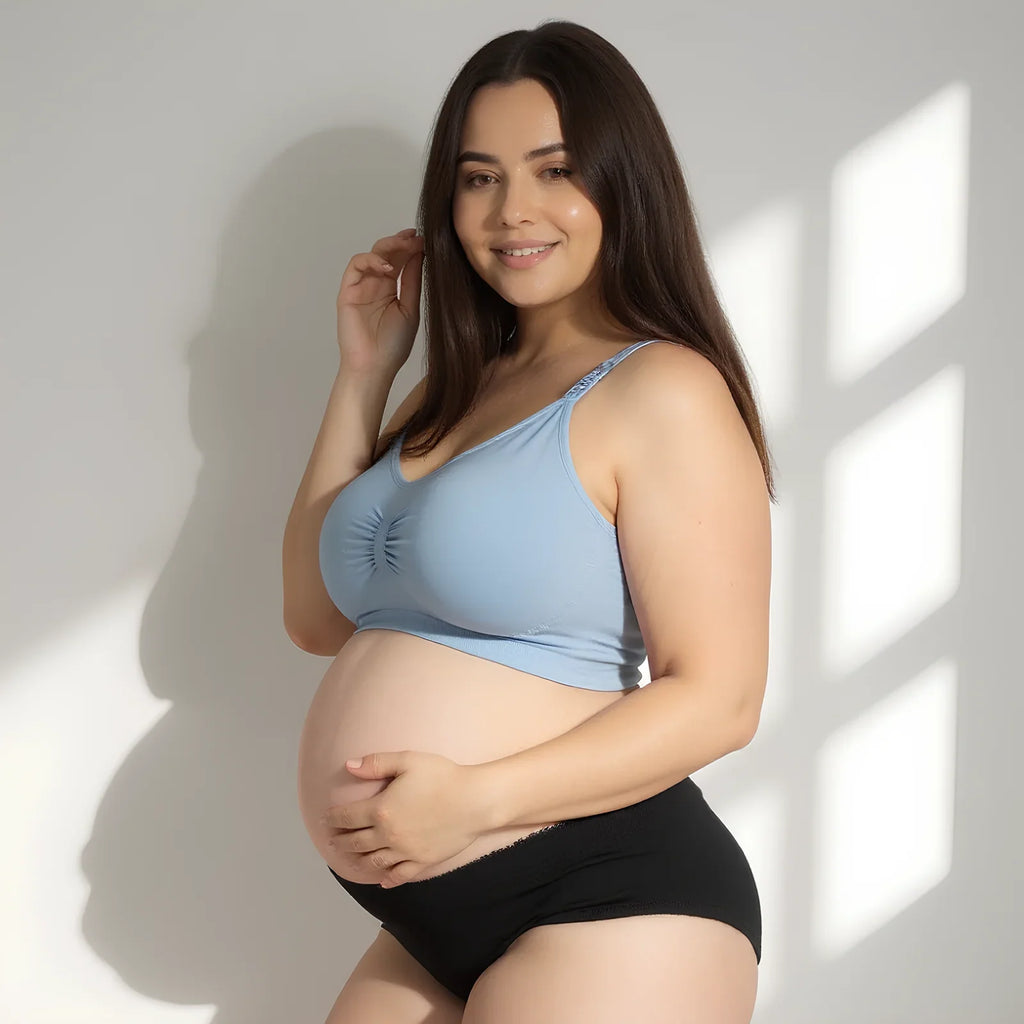 Blue Nurtura seamless nursing bra