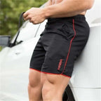 Men's Breathable Athletic Shorts in Black Red