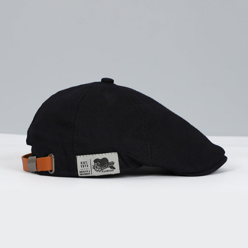 Black Beaumont adjustable beret cap for men