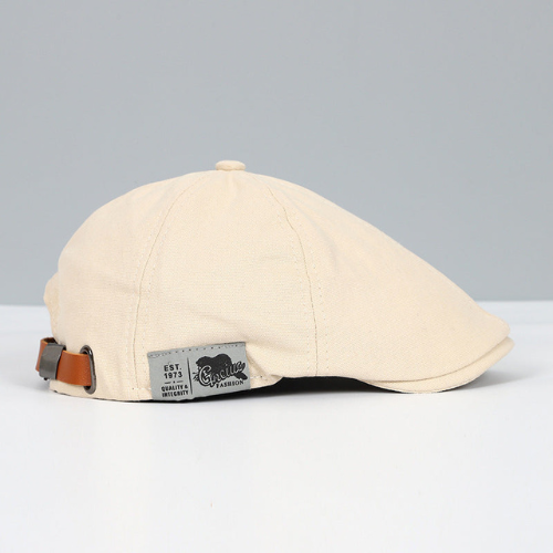 Beige Beaumont adjustable beret cap for men
