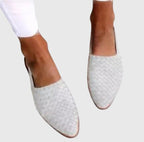 Women's woven slingback flats in white