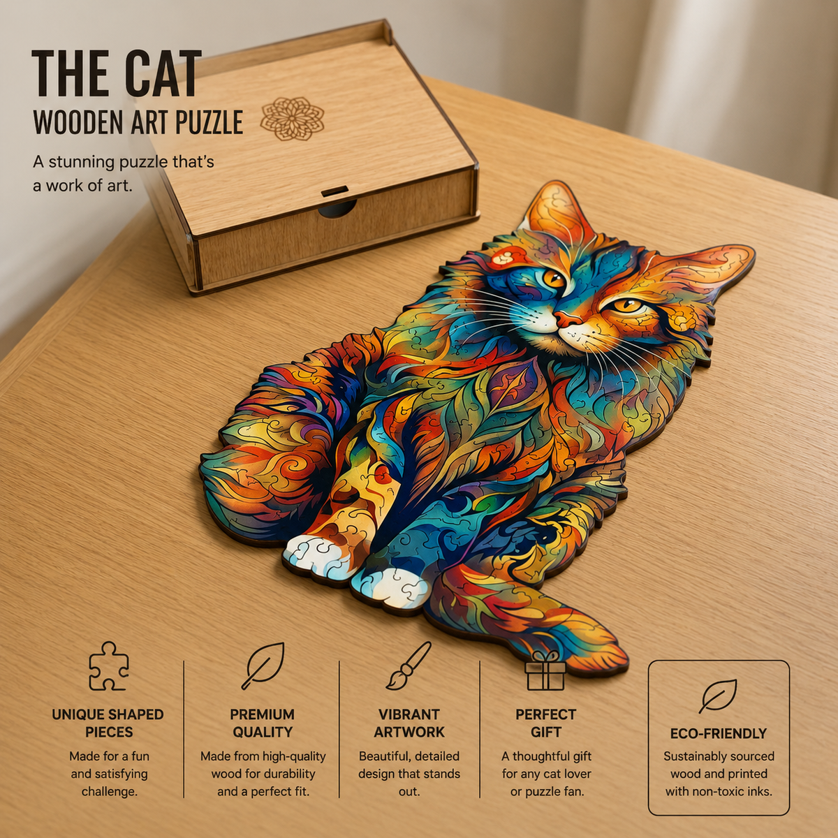 Arviona Wooden Art Puzzle | Calming Wooden Artwork