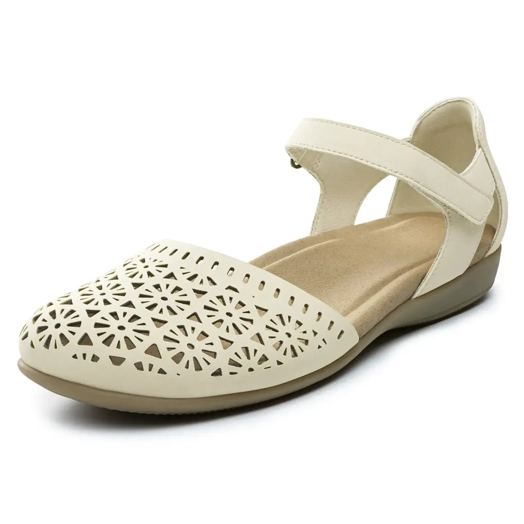 Celeste orthopedic closed-toe flat sandal – White