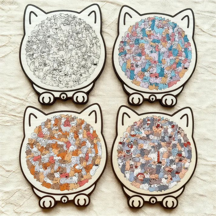 Cat-shaped | Wooden Cat Puzzle | Relaxation & Creative Fun