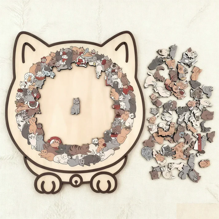 Cat-shaped | Wooden Cat Puzzle | Relaxation & Creative Fun