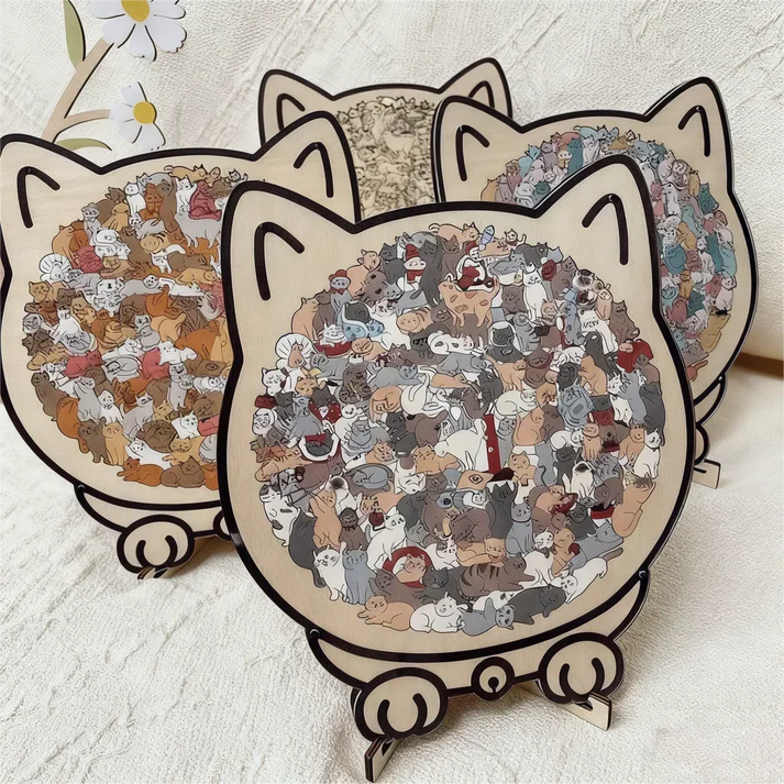 Cat-shaped | Wooden Cat Puzzle | Relaxation & Creative Fun