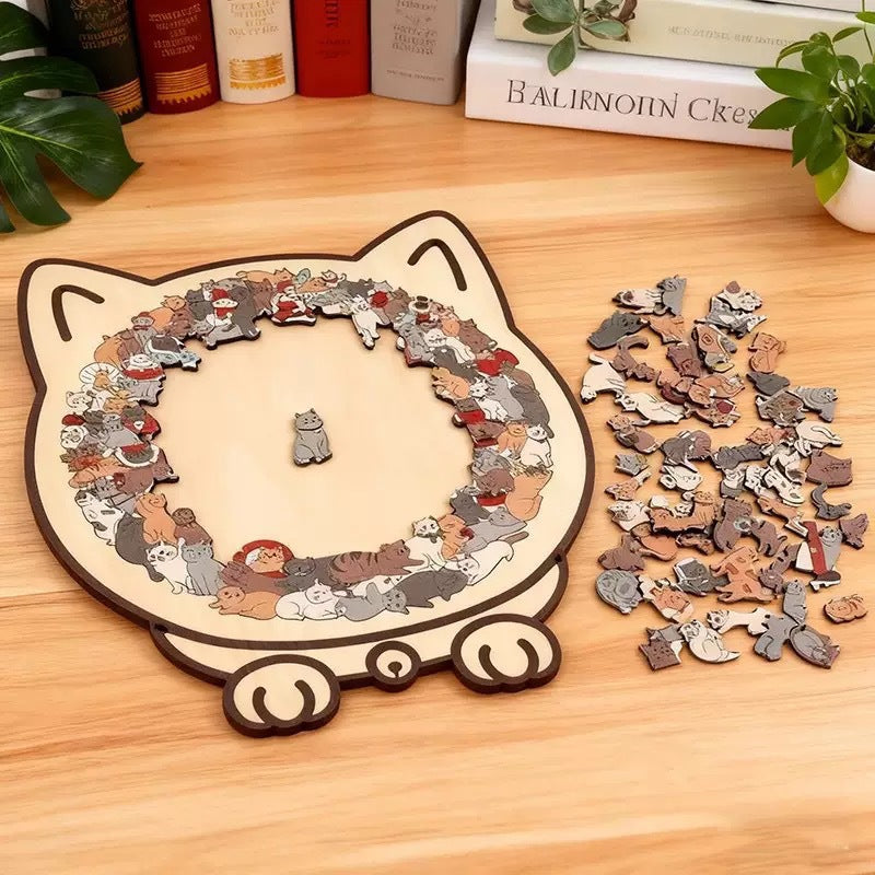 Cat-shaped | Wooden Cat Puzzle | Relaxation & Creative Fun