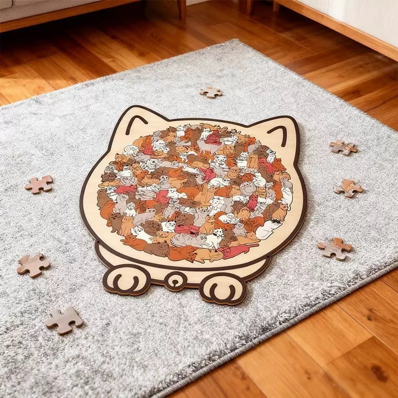 Cat-shaped | Wooden Cat Puzzle | Relaxation & Creative Fun
