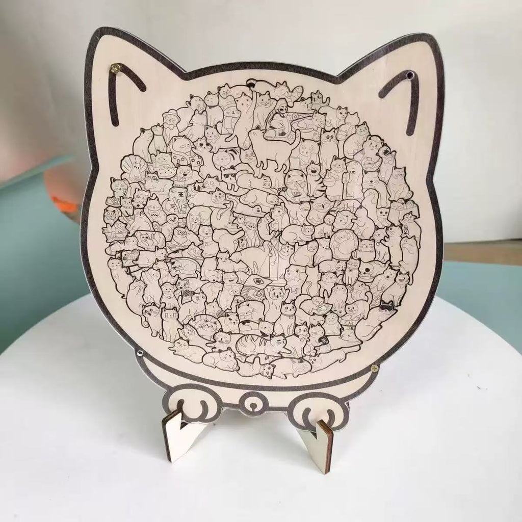 Cat-shaped | Wooden Cat Puzzle | Relaxation & Creative Fun