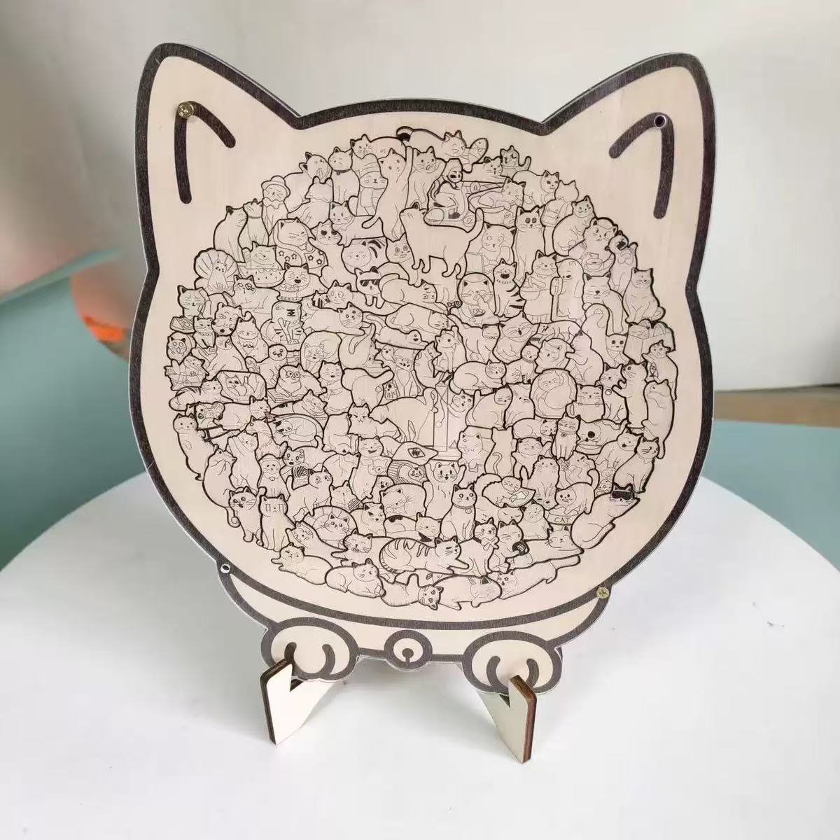 Cat-shaped | Wooden Cat Puzzle | Relaxation & Creative Fun