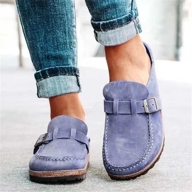 Orthopedic loafers for women in Purple, front and side view