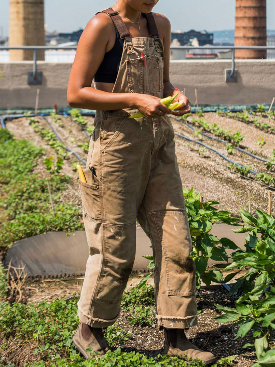 Harper utility dungaree jumpsuit front view