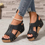 Retro Zip Wedge Sandals side view