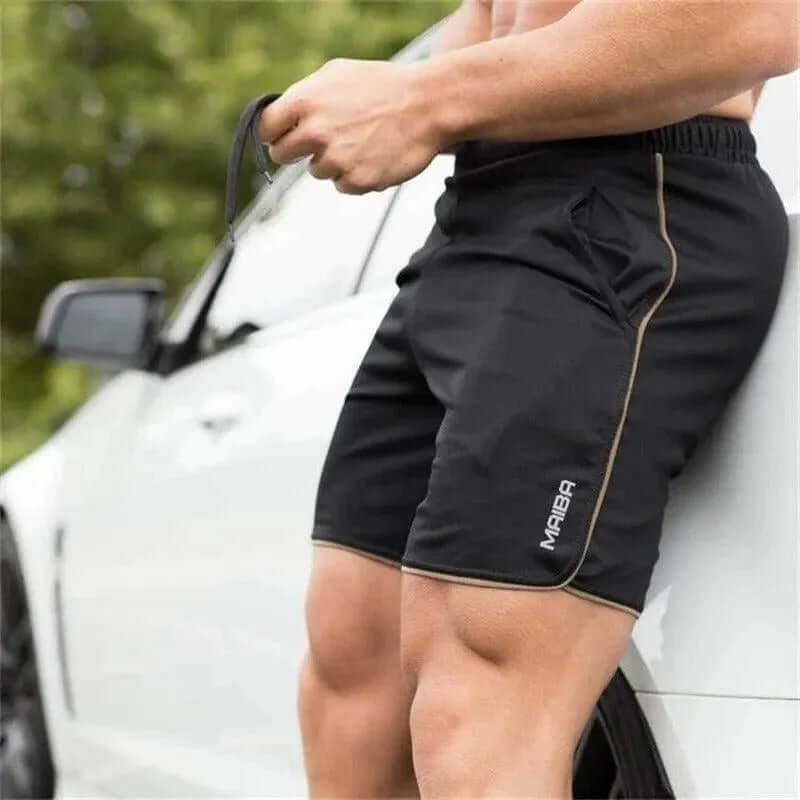 Men's Breathable Athletic Shorts in Black Brown