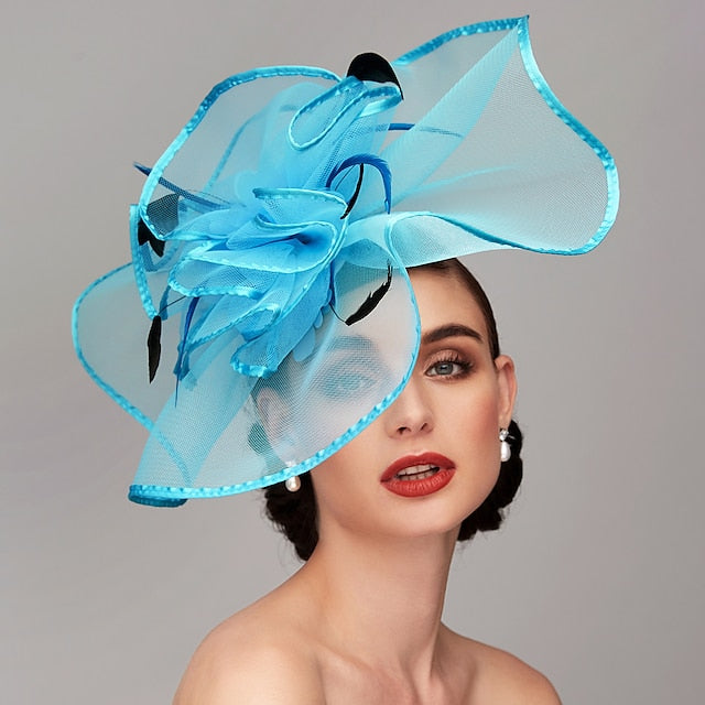 Feather Melbourne Cup Fascinator in Light Blue