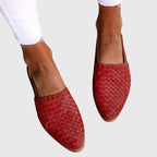 Women's woven slingback flats in red