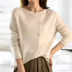 Beige Sienna cashmere-soft cardigan
