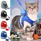 Milo reflective cat harness and leash set in assorted colours