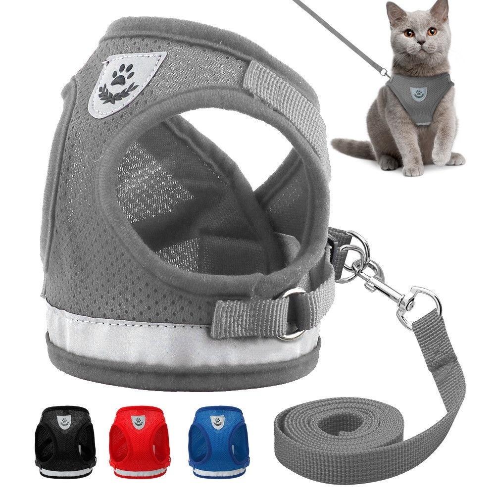 Milo reflective mesh cat harness with matching lead