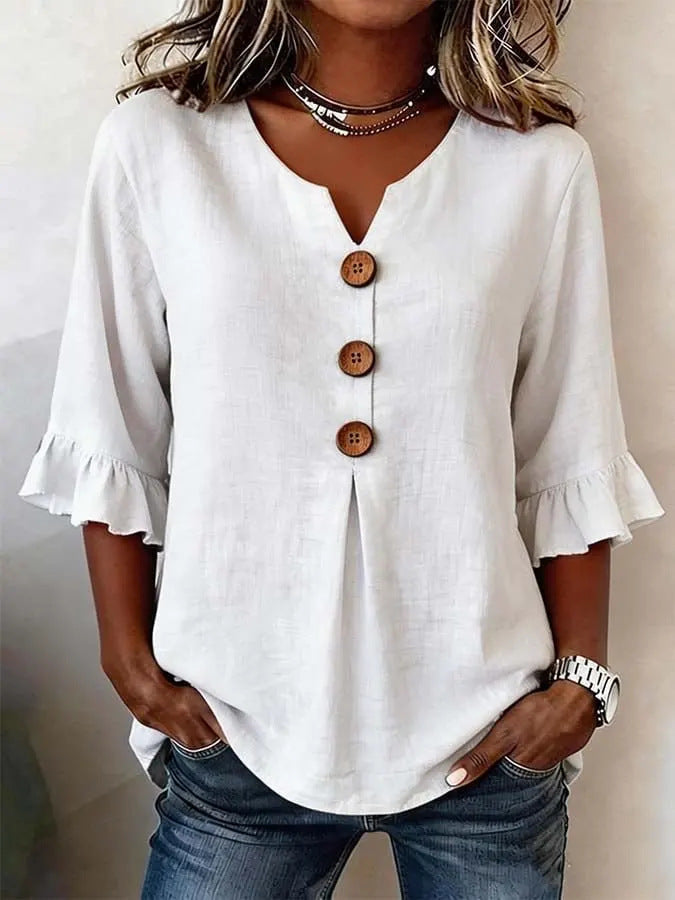 White Elowen frilly ruffle top