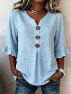 Light Blue Elowen frilly ruffle top