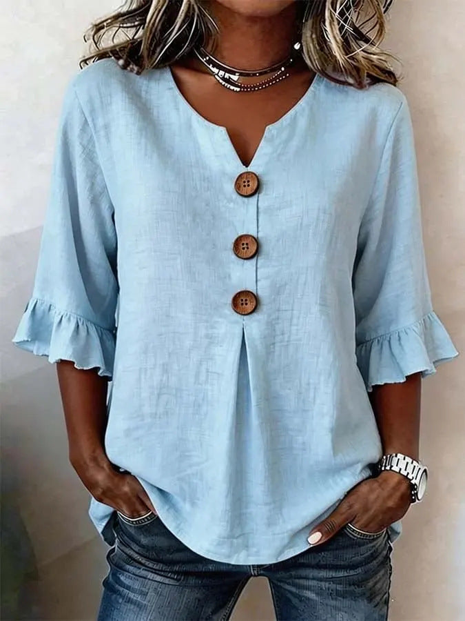 Light Blue Elowen frilly ruffle top