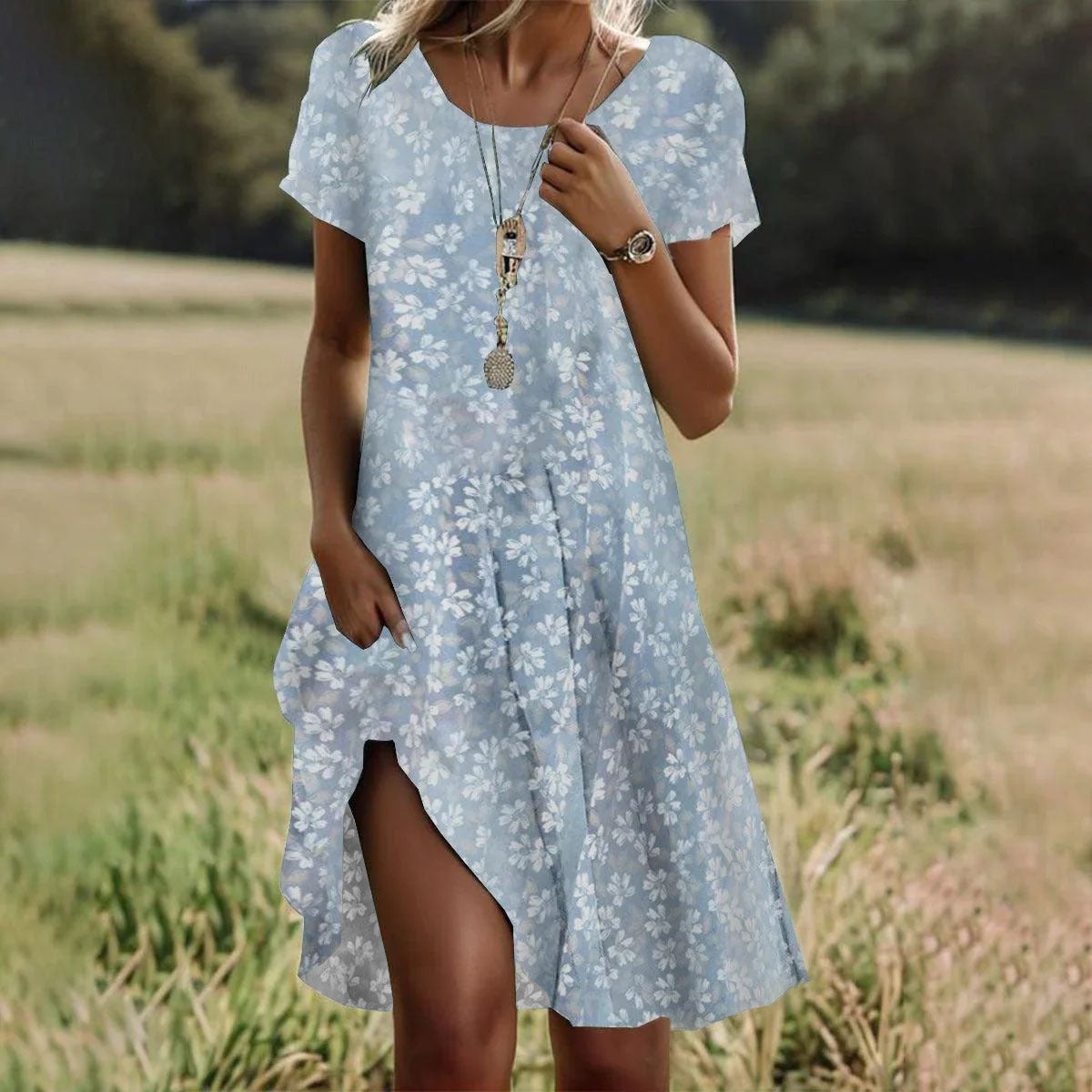 Light Blue Marielle summer midi dress