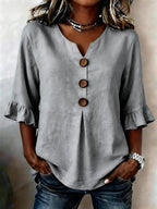 Grey Elowen frilly ruffle top