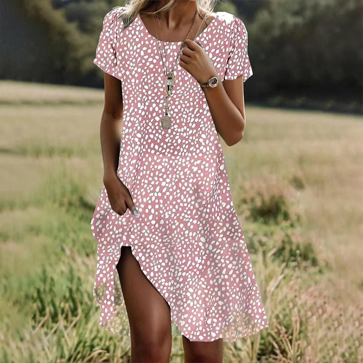 Pink Marielle summer midi dress