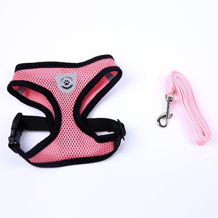 Milo reflective cat harness and leash set in Pink