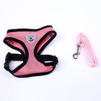 Milo reflective cat harness and leash set in Pink