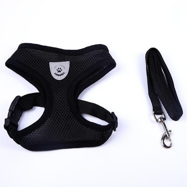 Milo reflective cat harness and leash set in Black