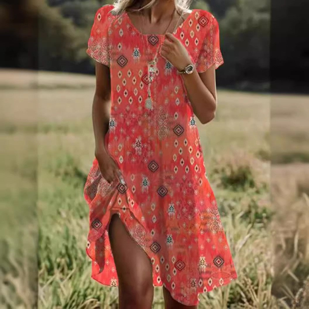 Red Marielle summer midi dress