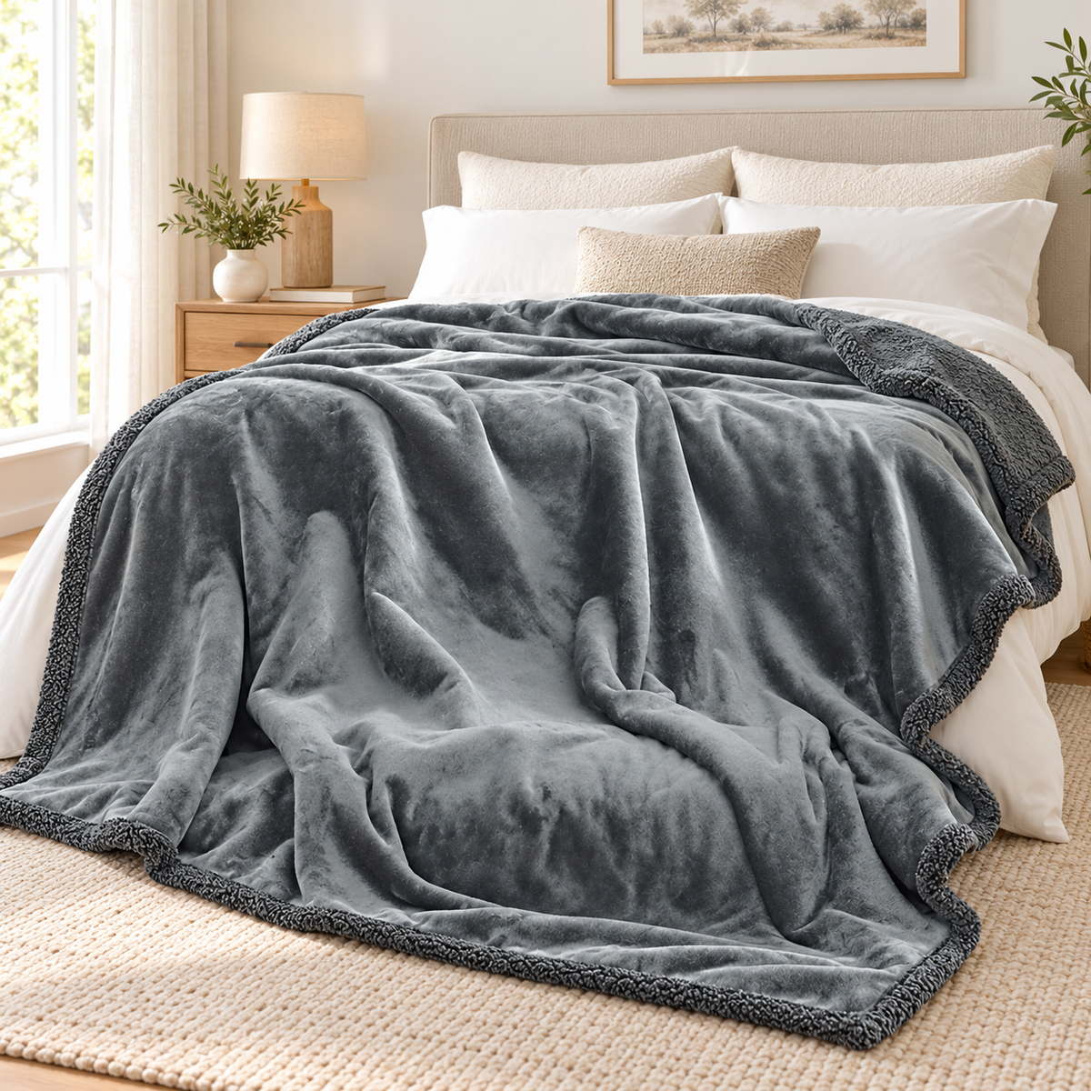 Grey EverDry waterproof blanket for bed