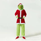 Adult wearing the complete green Christmas costume set