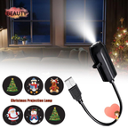 Black USB Christmas projection lamp with flexible gooseneck and festive patterns