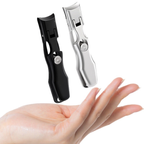 ClariClip Silver and Black precision nail cutters held in hand