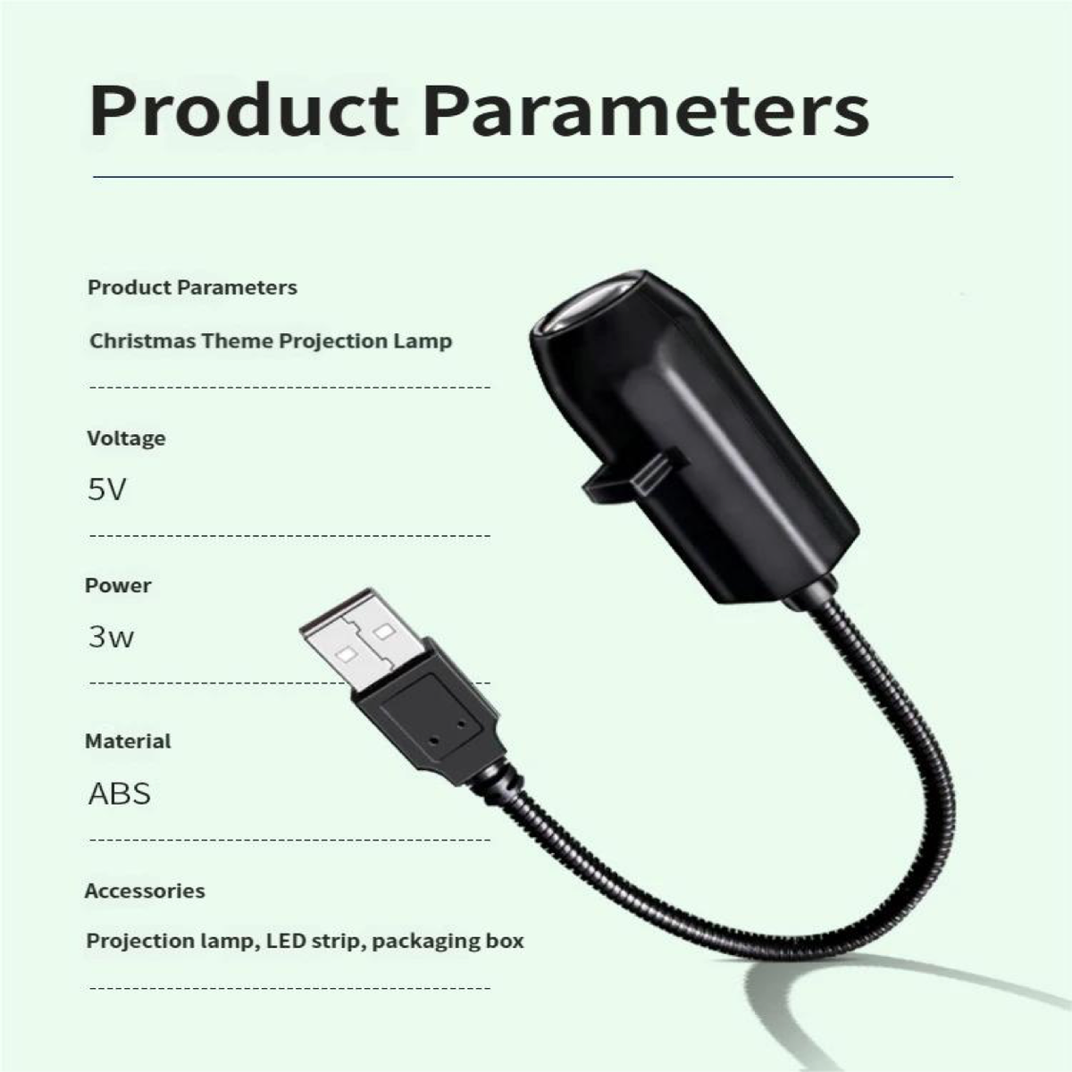Black USB Christmas theme projection lamp product specifications