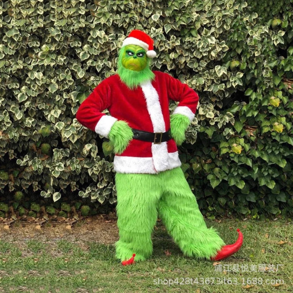 Green Christmas costume worn outdoors