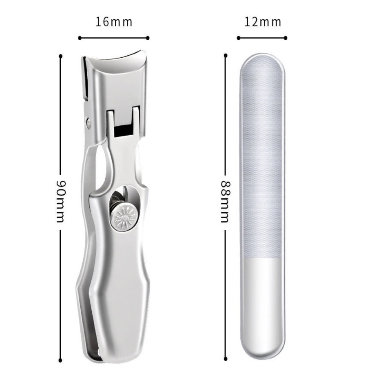 ClariClip nail cutter and file dimensions in millimetres