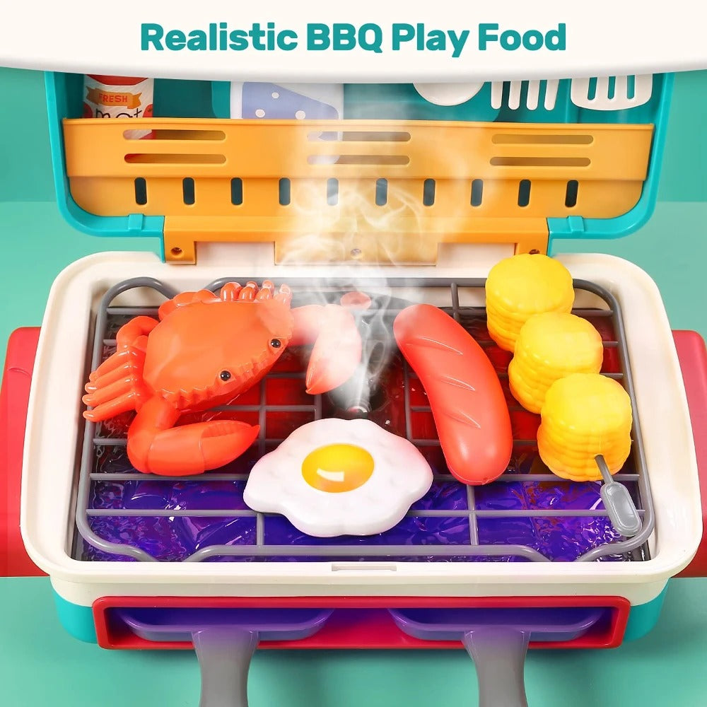 Children playing with BBQ Grill toy