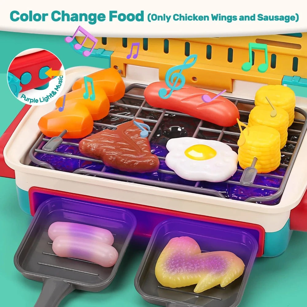 BBQ Grill toy smoke effect and utensils