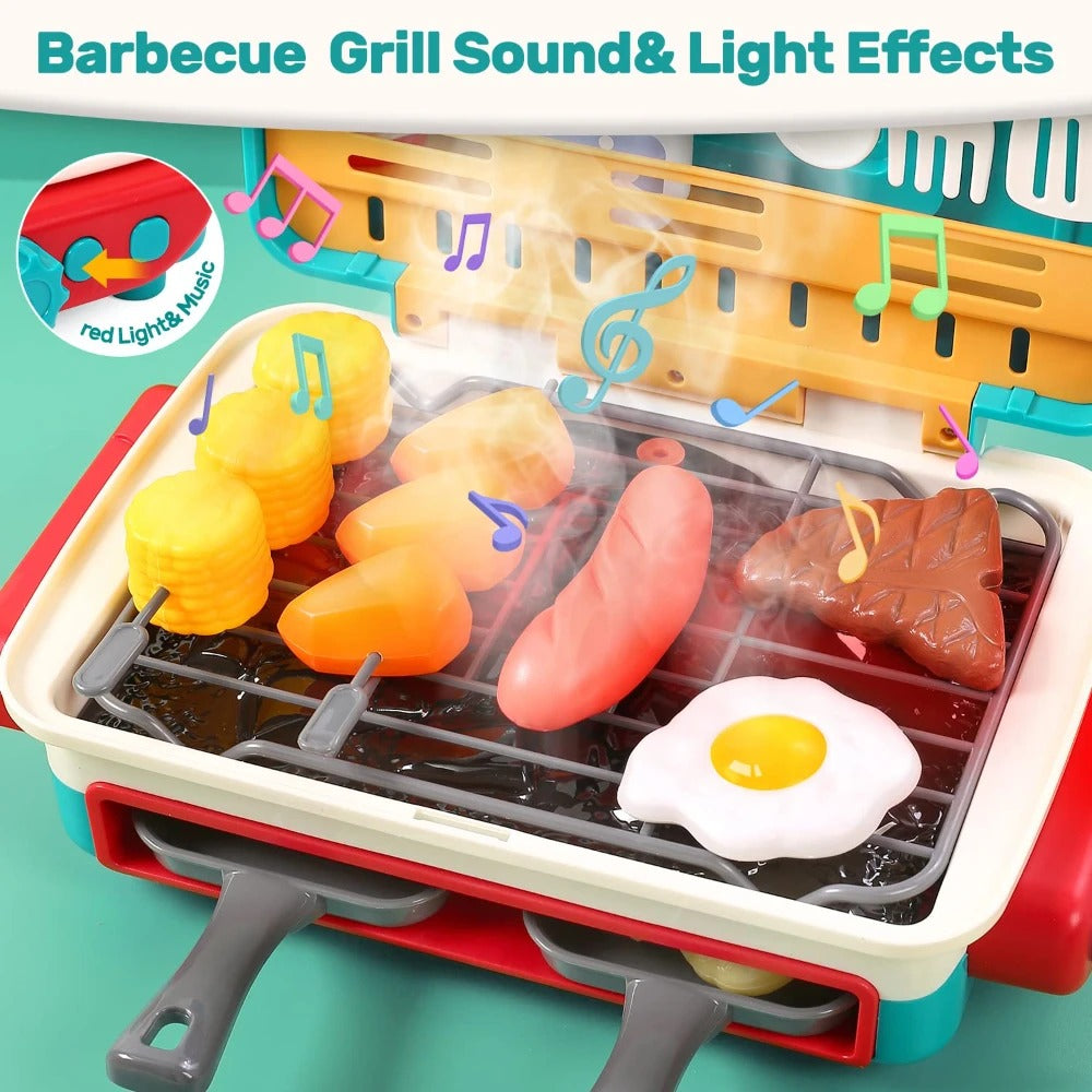 BBQ Grill toy food pieces colour change